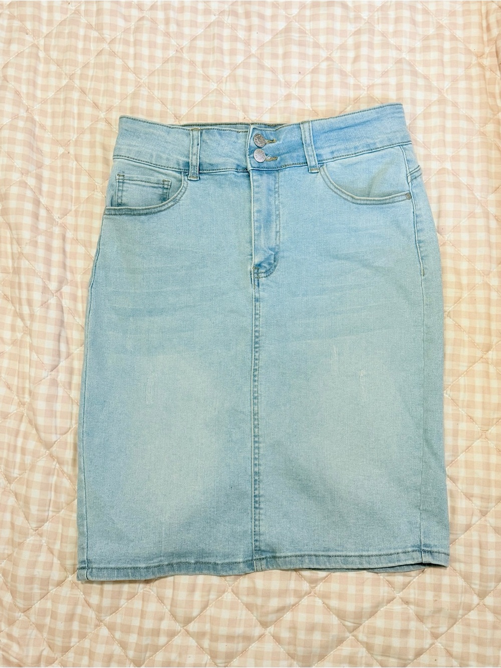 Honey & Bristle Light Blue Denim Pencil Skirt - Women
